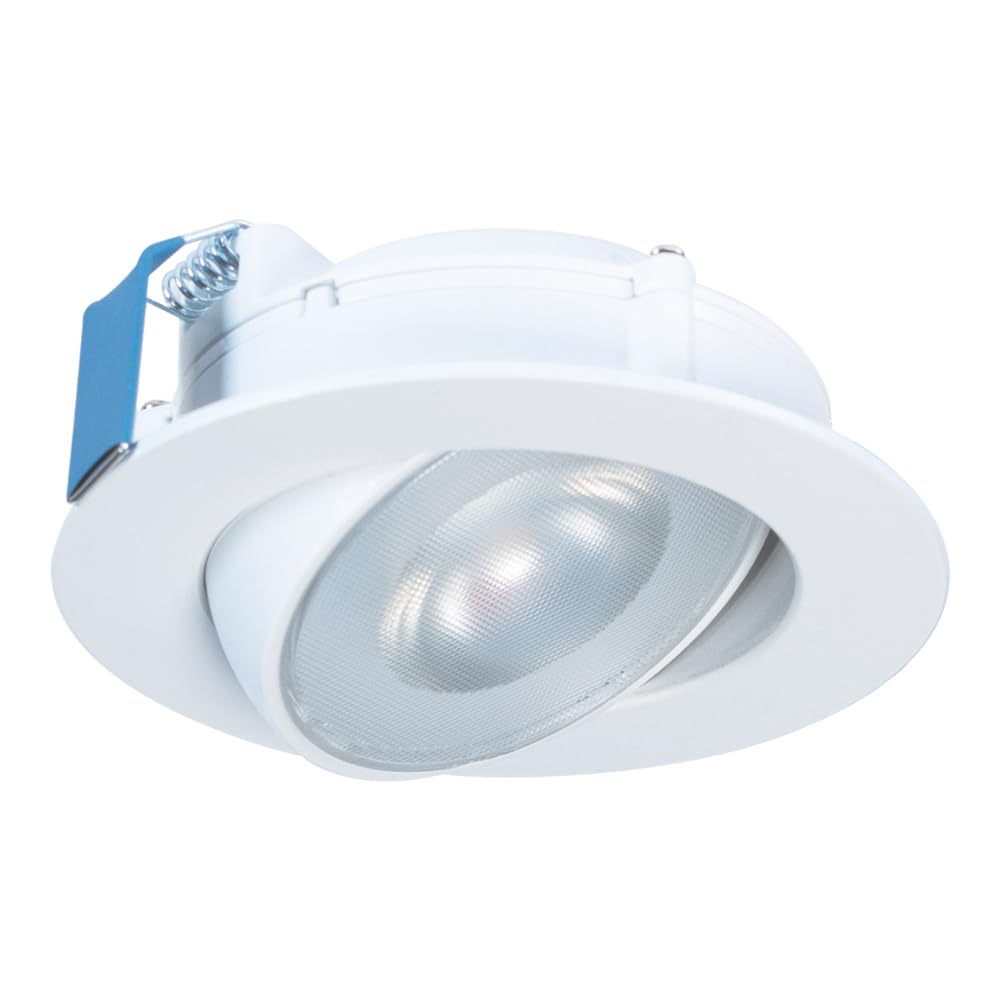 HALO Canless Recessed LED Kit, 4in Gimbal, Color Selectable 2700K-5000K, Adjustable Narrow Beam, White, Model HLA406FL9FS