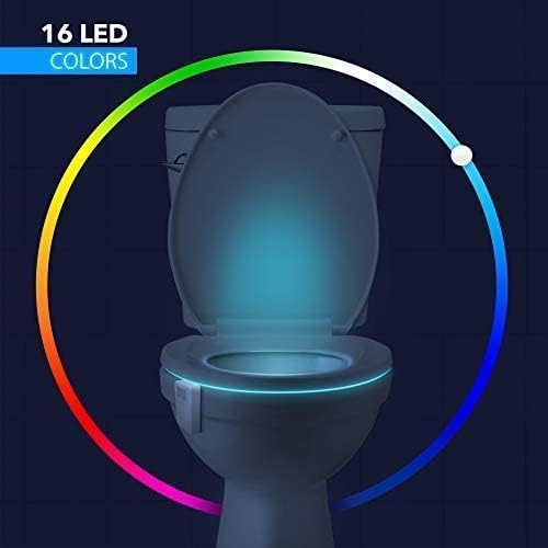 Witshine 2 Pack Toilet Night Lights - 16-Color Motion Detection, White, Model 550plus, Plastic, Novelty Bathroom Gadget for Kids and mature-themeds