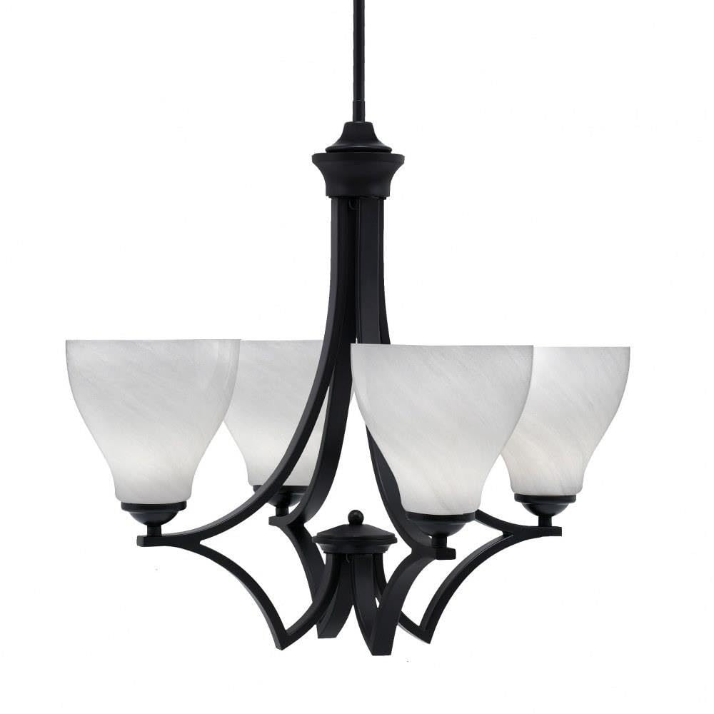 Toltec Lighting 564-Mb-4761 Zilo - 4 Light Uplight Chandelier-19.75 Inches Tall And 21.25 Inches Wide, Finish Color: Matte Black, Glass Color: White Marble