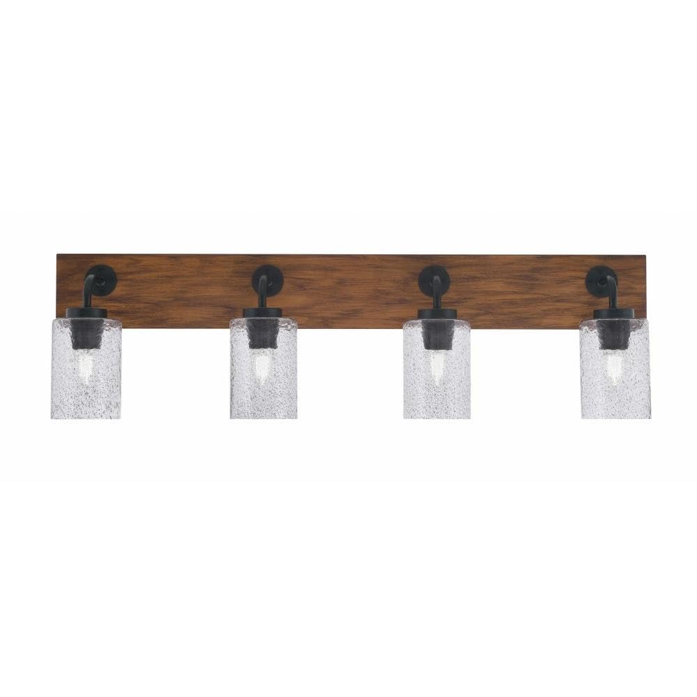 Toltec Lighting 1774-MBWG-3002 Oxbridge - 4 Light Bath Bar-10 Inches Tall and 36 Inches Length, Finish Color: Matte Black/Painted Wood-Look Metal, Glass Color: Smoke Bubble