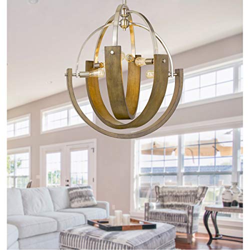 Cal Lighting Fx-3741-6 Transitional Six Light Chandelier From Rauma Collection In Pewter, Nickel, Silver Finish, 34.00 Inches