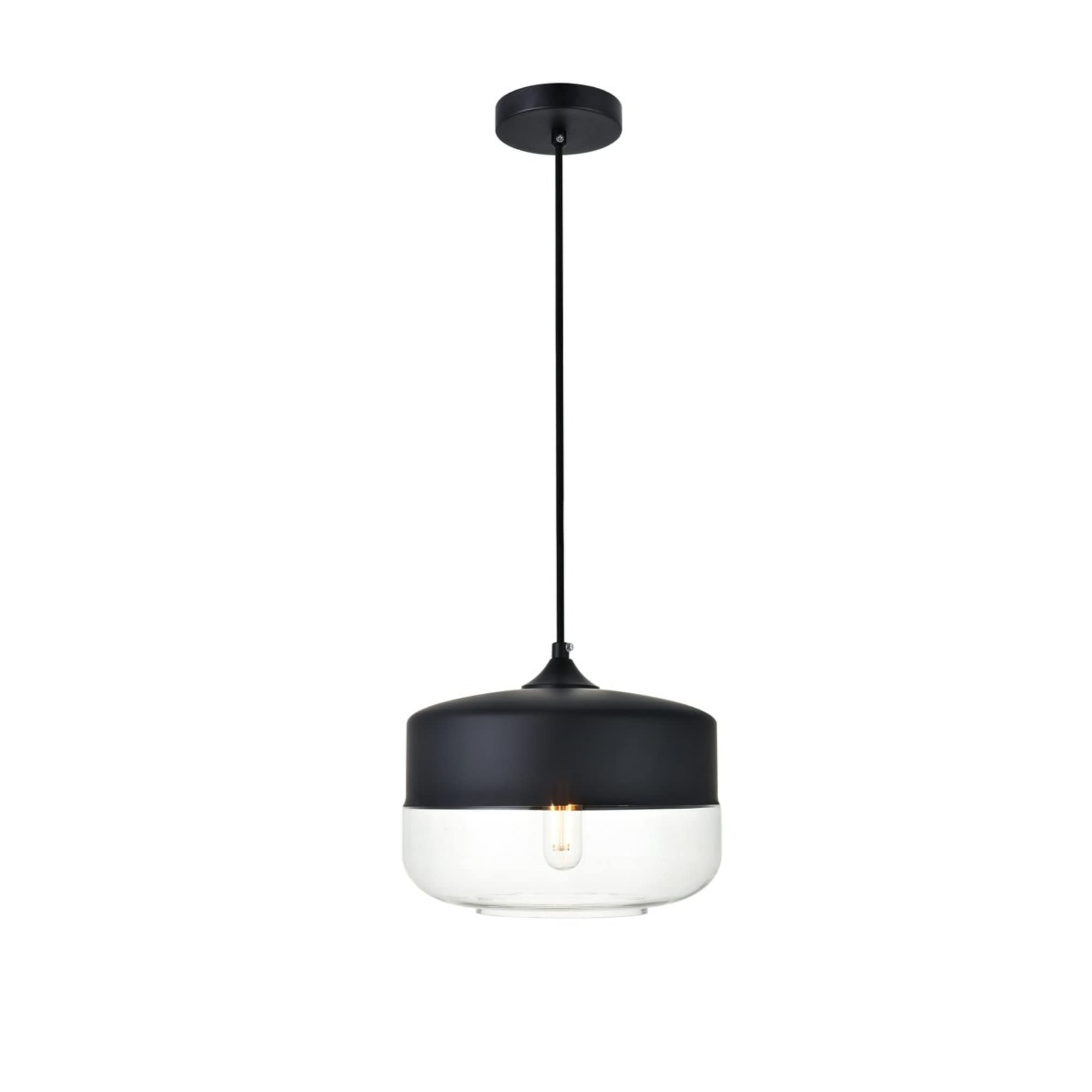 Living District Destry 1-Light Metal Pendant in Black and Clear Finish