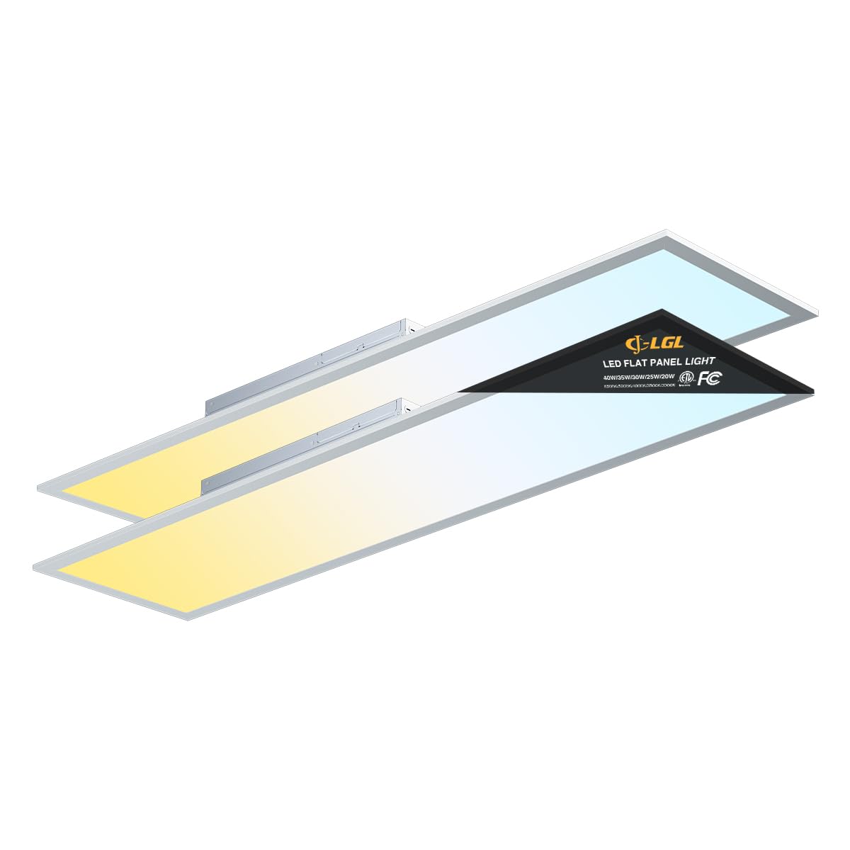 JC-LGL 1x4 LED Flat Panel Light  Drop Ceiling Lights Fixture  Selectable Features  20W/25W/30W/35W/40W  3000K/3500K/4000K/5000K/6500K  Dimmable (0-10V)  for Office Kitchen  ETL Listed (1x4FT-2Pack)