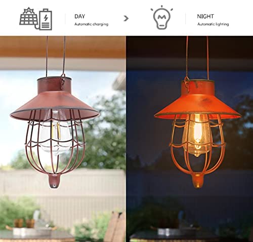 YAKii Solar Lanterns 2 Pack - Waterproof Metal Lamp with Warm White Light for Yard Garden Pathway - Red - Model LP110
