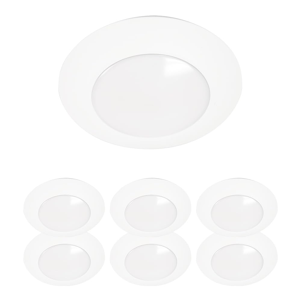 HALO HLCE 6 inch Integrated LED Recessed Disk Light, 3000K, 900 Lumens, 90 CRI, Title 20 California Compliant, 6-Pack
