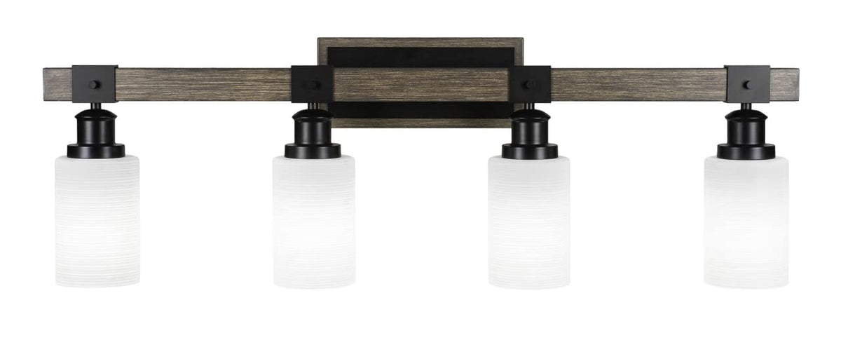 Tacoma - 4 Light Bath Bar-11.75 Inches Tall And Inches Wide-Black/Painted Wood Finish-White Matrix Glass Color
