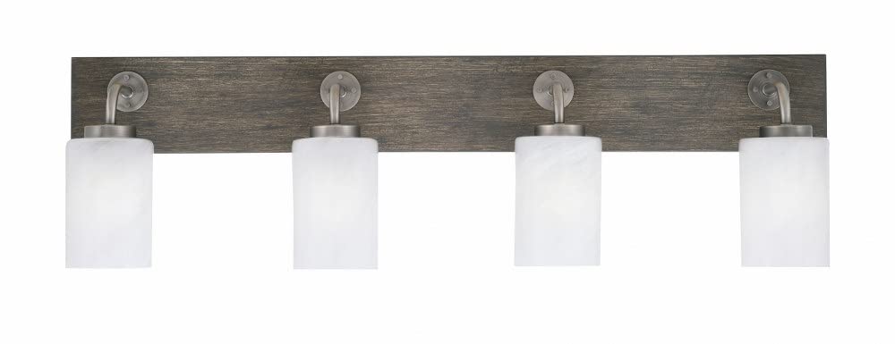 Toltec Lighting 1774-Gpdw-3001 Oxbridge - 4 Light Bath Bar-10 Inches Tall And 36 Inches Length, Finish Color: Graphite/Painted Distressed Wood-Look Metal, Glass Color: White Marble