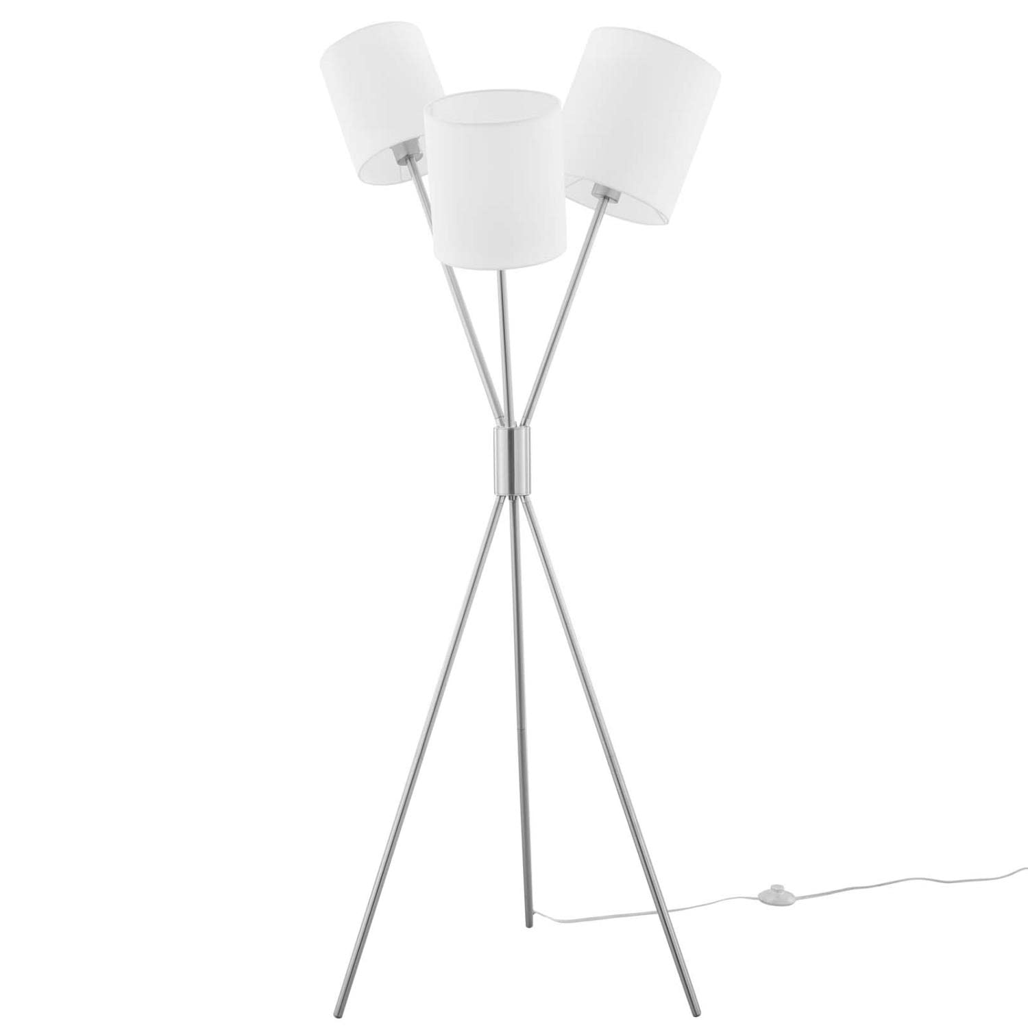 Modway Alexa 3-Light Floor Lamp in Silver