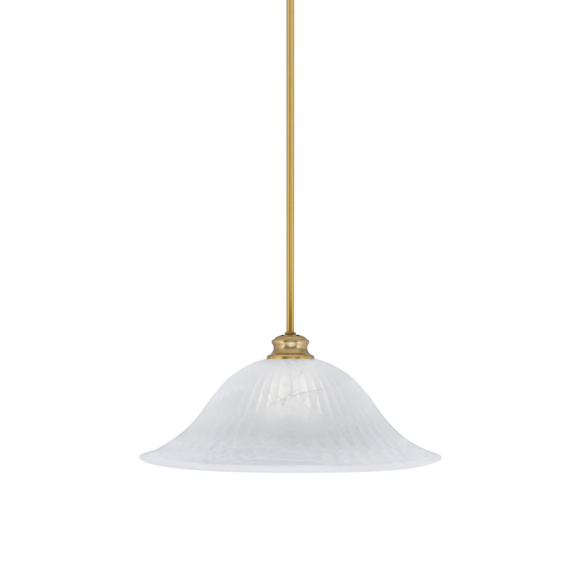 Toltec Lighting Stem Pendant with Hang Straight Swivel Shown in New Age Brass Finish with 20&quot; White Alabaster Glass