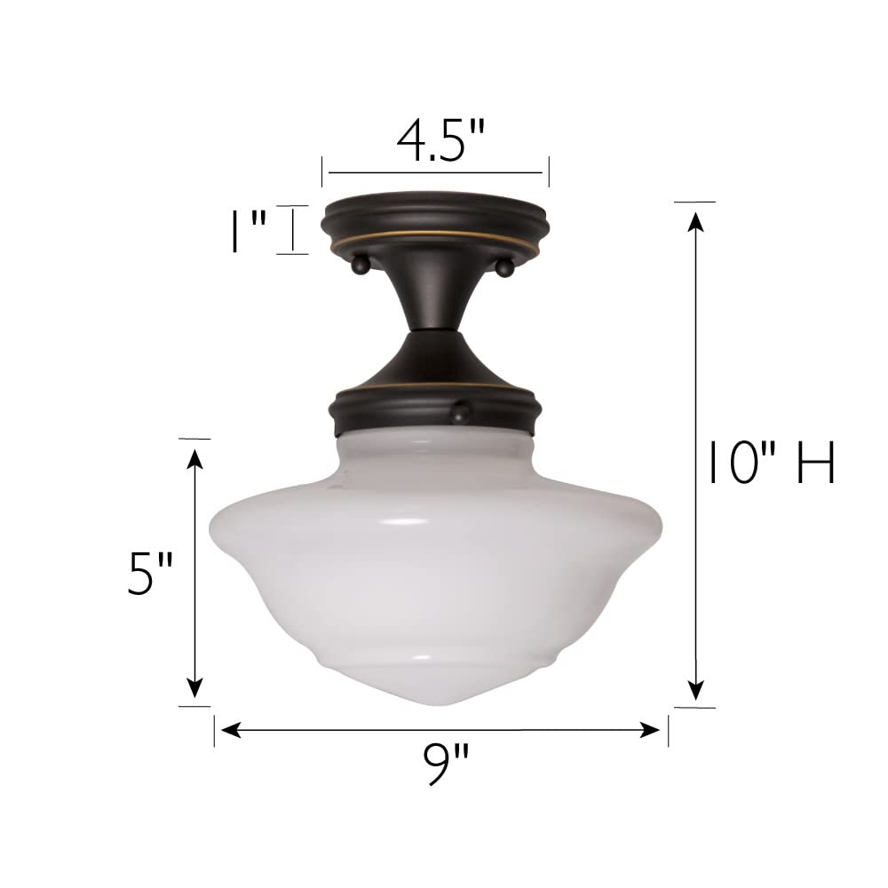Design House 577502 Semi Flush Mount Ceiling Light, 1-Light, Oil Rubbed Bronze, Stainless Steel, Dimmable, for Entryway, Kitchen, Dining