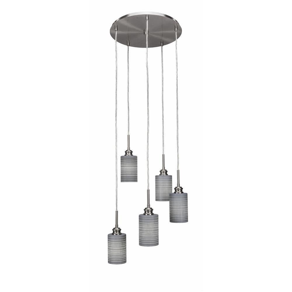 Toltec Lighting Edge 5 Light Cluster Pendalier In Brushed Nickel (1175-Bn-4062)