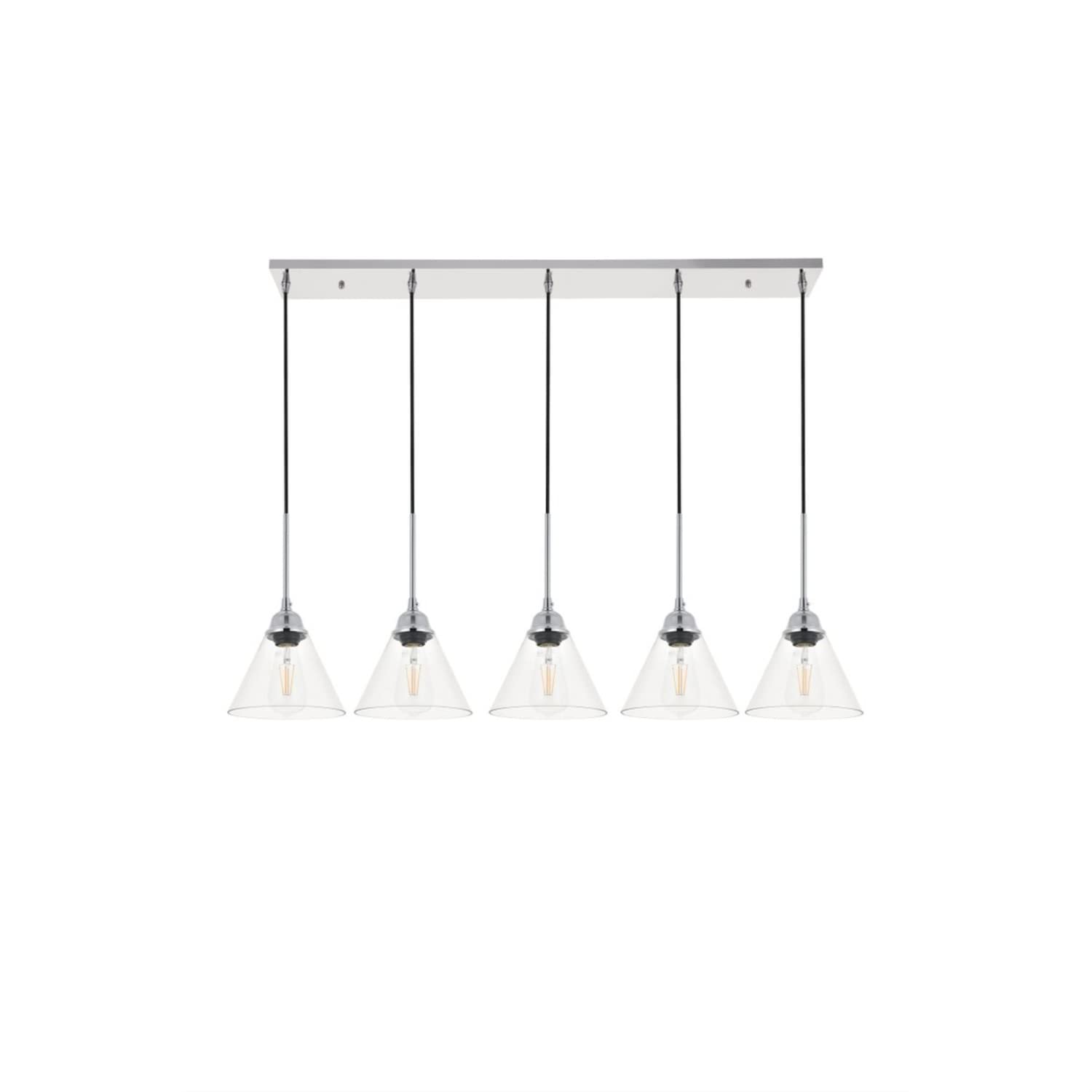 Living District Histoire 5-Light Chrome Pendant Light Fixture - Glass & Clear Design