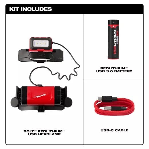 2118-21 For Milwaukee Tool Bolt With Redlithium Usb Headlamp (600 Lumens)