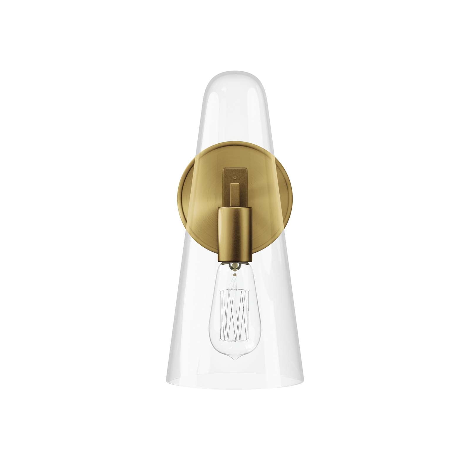 Beacon 1-Light Wall Sconce in Clear Satin Brass
