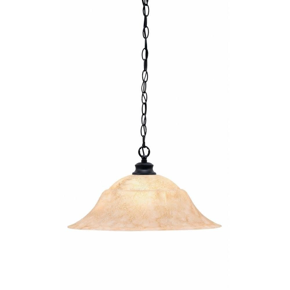 Toltec Lighting 92-MB-53818 Chain - 1 Light Chain Hung Pendant-10.25 Inches Tall and 20 Inches Wide, Finish Color: Matte Black, Glass Color: Italian Marble