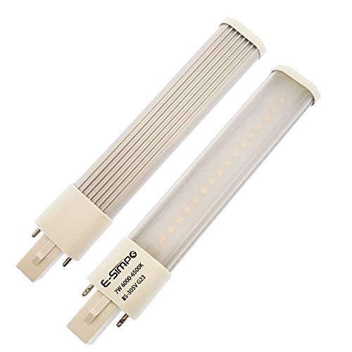 E-Simpo 2Pcs G23 7W Led Bulb Cold White 6000K Pls-13W Replacement For