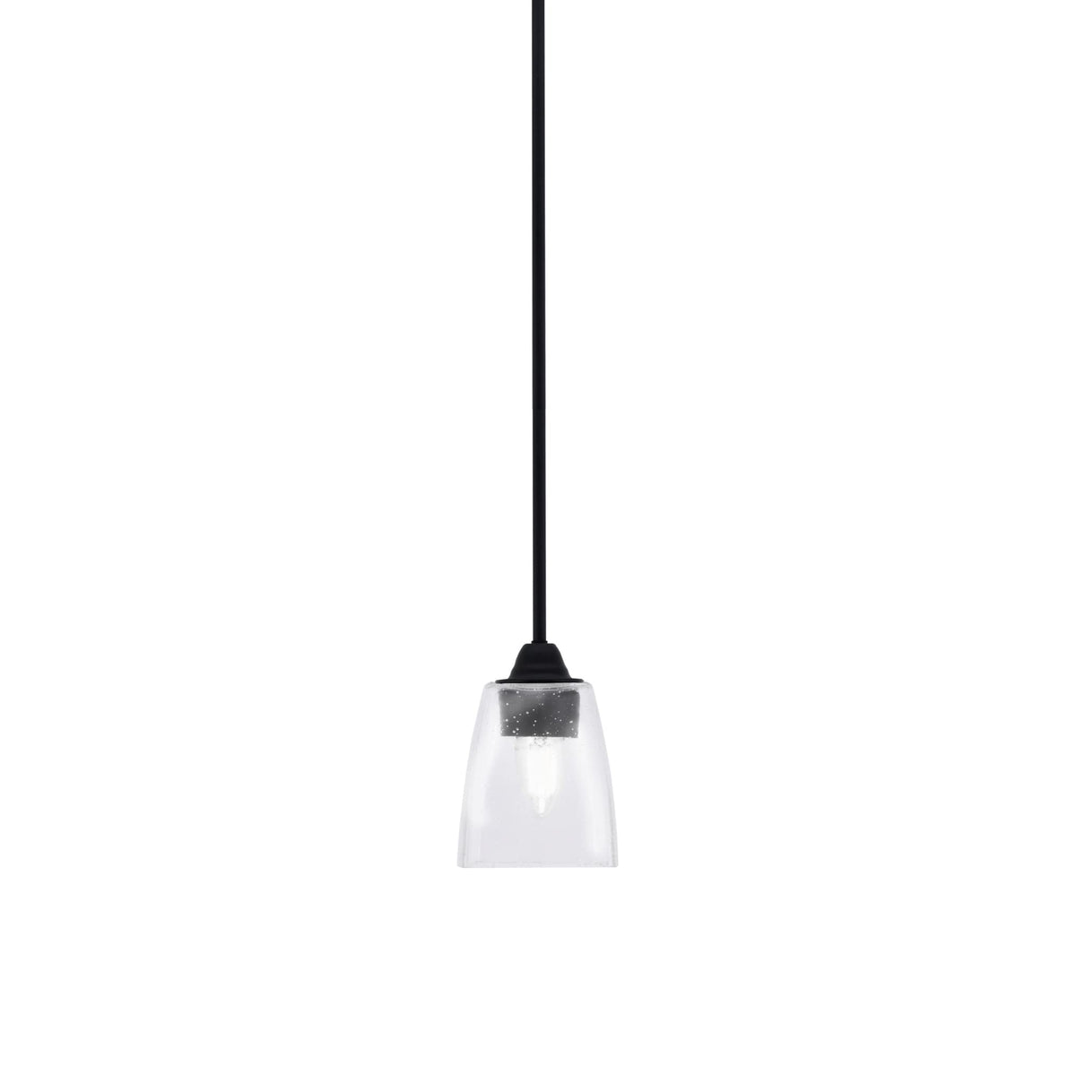 Paramount 1 Light Mini Pendant In Matte Black Finish With 4.5&quot; Clear Bubble Glass