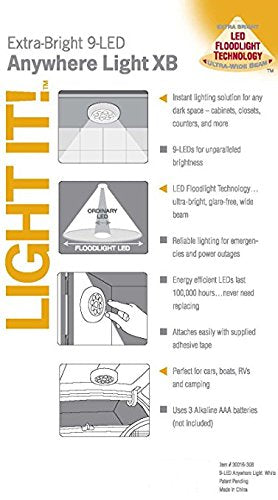 LIGHT IT! 9 LED Wireless Stick On Tap Light, 6-Pack, Black, Model 30014-303