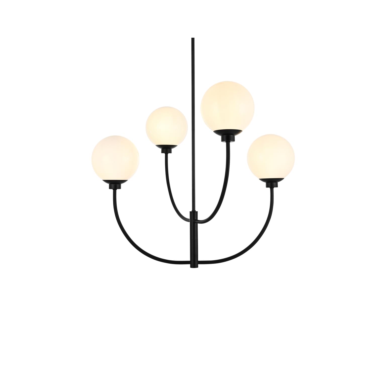 Living District Nyomi 30&quot; 4-Light Black/White Metal Glass Chandelier