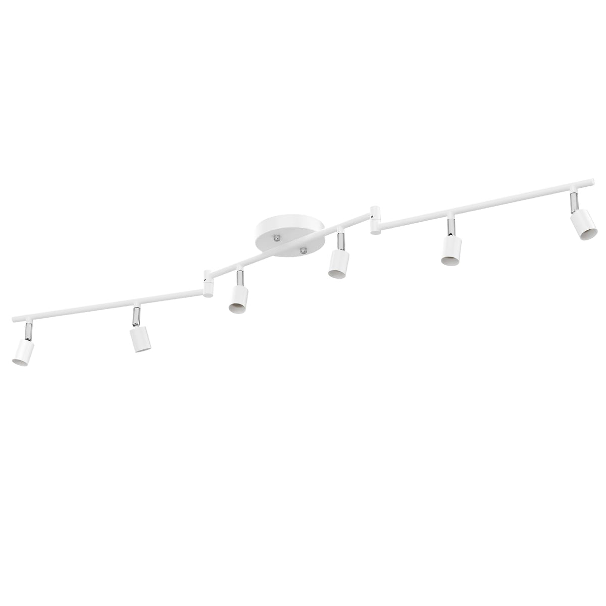 AIBOO Track Lighting Kit, Modern White Ceiling Spot Lighting with Flexibly Rotatable Light Heads, 6 Track Lights for Room/Hallwa