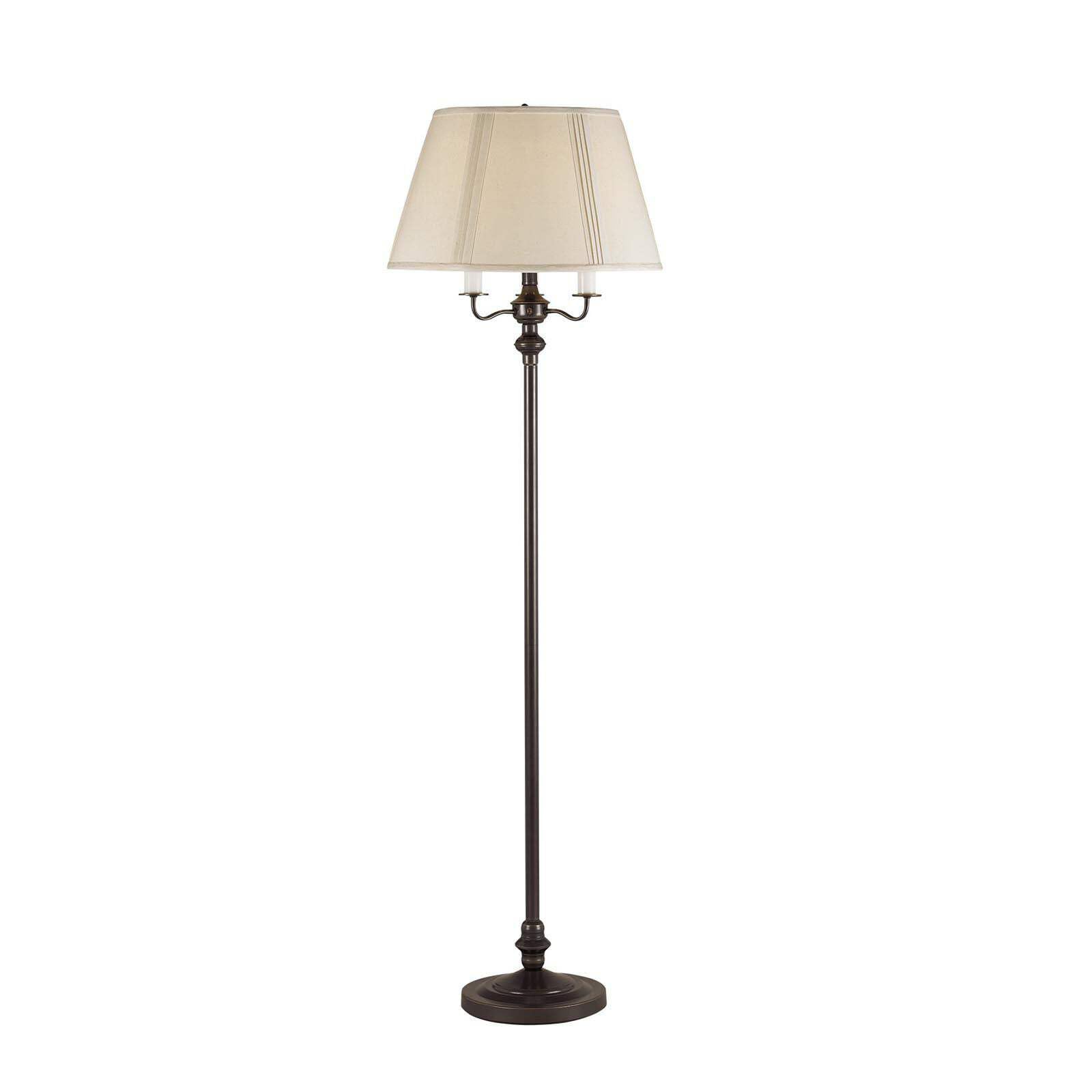 Homeroots Four Light Traditional Floor Lamp - 60 In. With Beige Square Shade, Bronze Finish