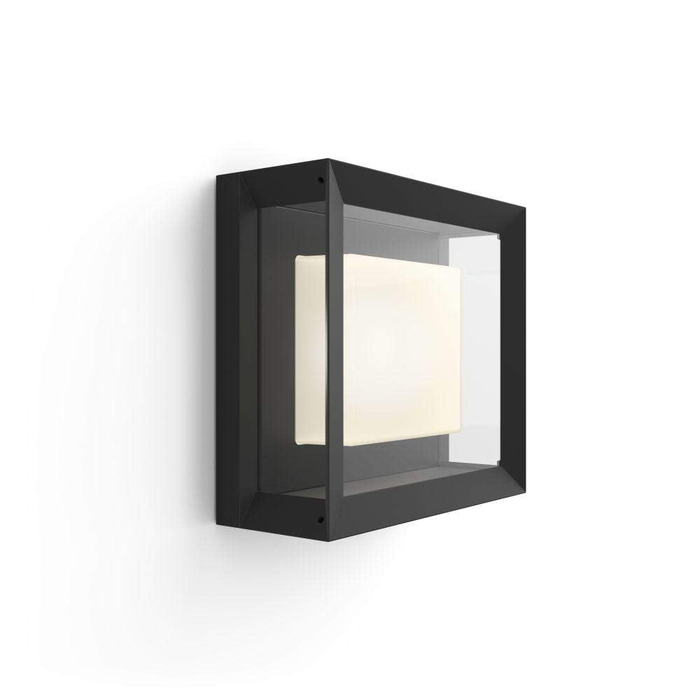 Philips Hue Econic Square Outdoor Smart Wall Light, Black - White And Color Ambiance Led Color-Changing Light - 1 Pack - Requires Hue Bridge - Control With Hue App And Voice - Weatherproof