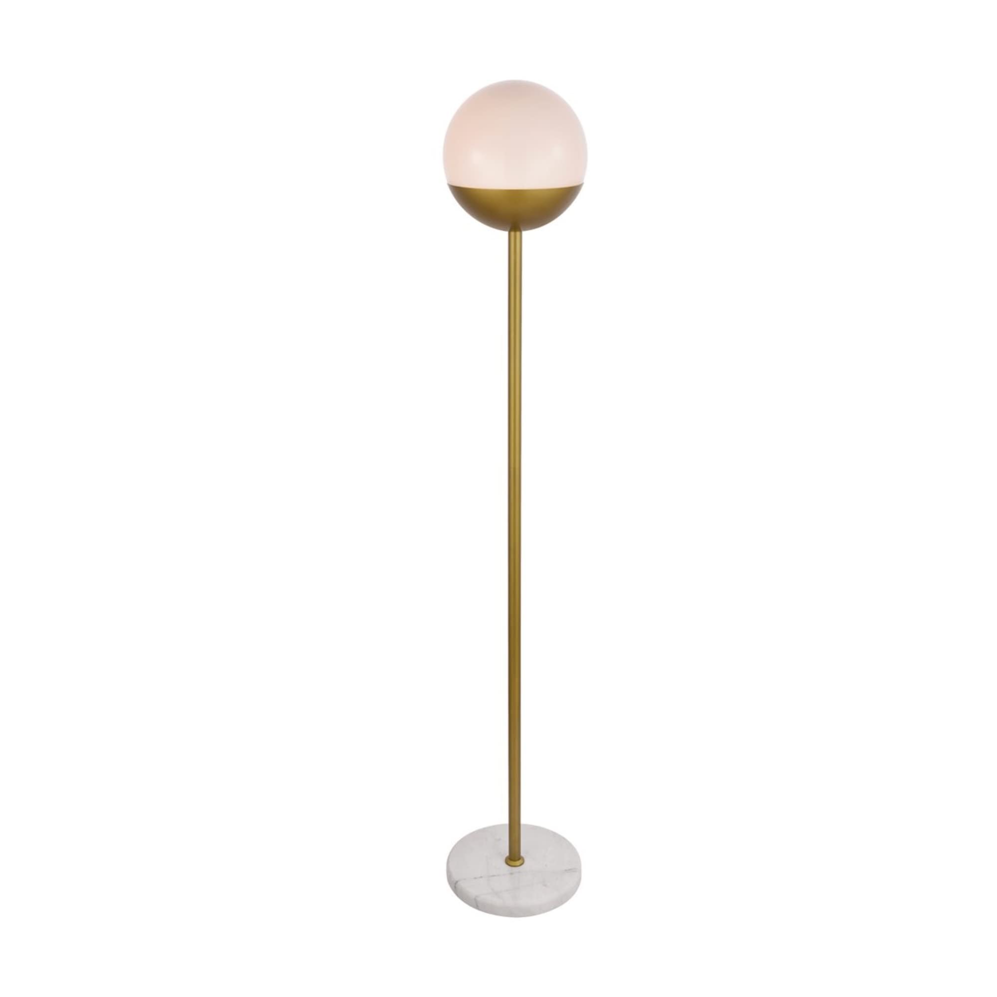 Living District Eclipse 1 Light Brass Floor Lamp with Frosted White Glass