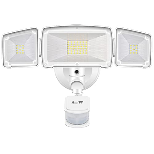 AmeriTop LED Security Flood Lights, 3500LM, 35W, Motion Sensor, Dusk to Dawn, IP65 Waterproof, Aluminum, White, Model BallI