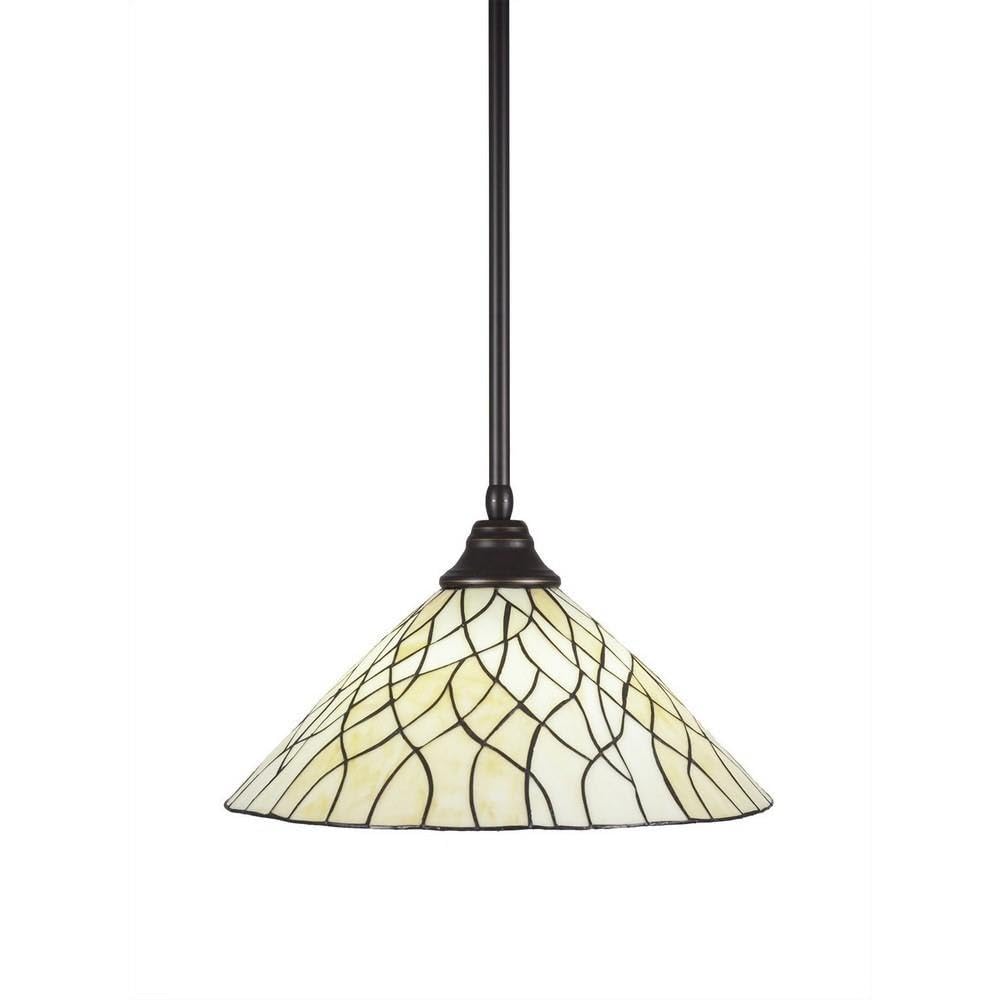 Toltec Lighting 26-Dg-911 Stem Hung Pendant With Sandhill Glass, 16&quot;, Dark Granite