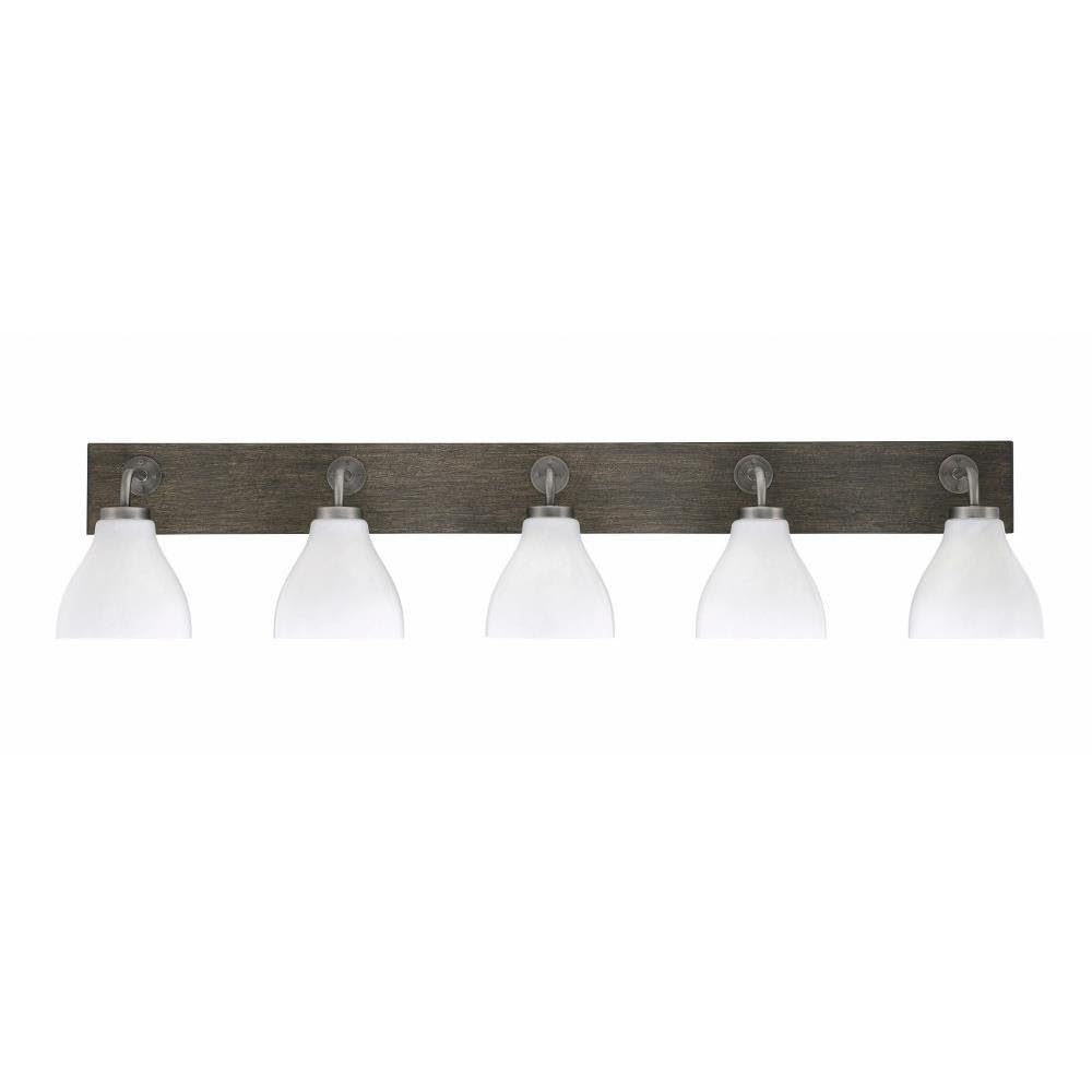 Toltec Lighting 1775-Gpdw-4761 Oxbridge - 5 Light Bath Bar-9.75 Inches Tall And 47 Inches Length, Finish Color: Graphite/Painted Distressed Wood-Look Metal, Glass Color: White Marble