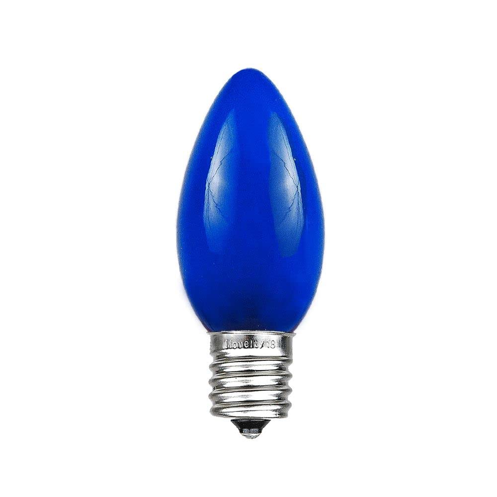 Novelty Lights 25 Pack C9 Ceramic Outdoor Christmas Replacement Bulbs, Blue, E17/C9 Intermediate Base, 7 Watt