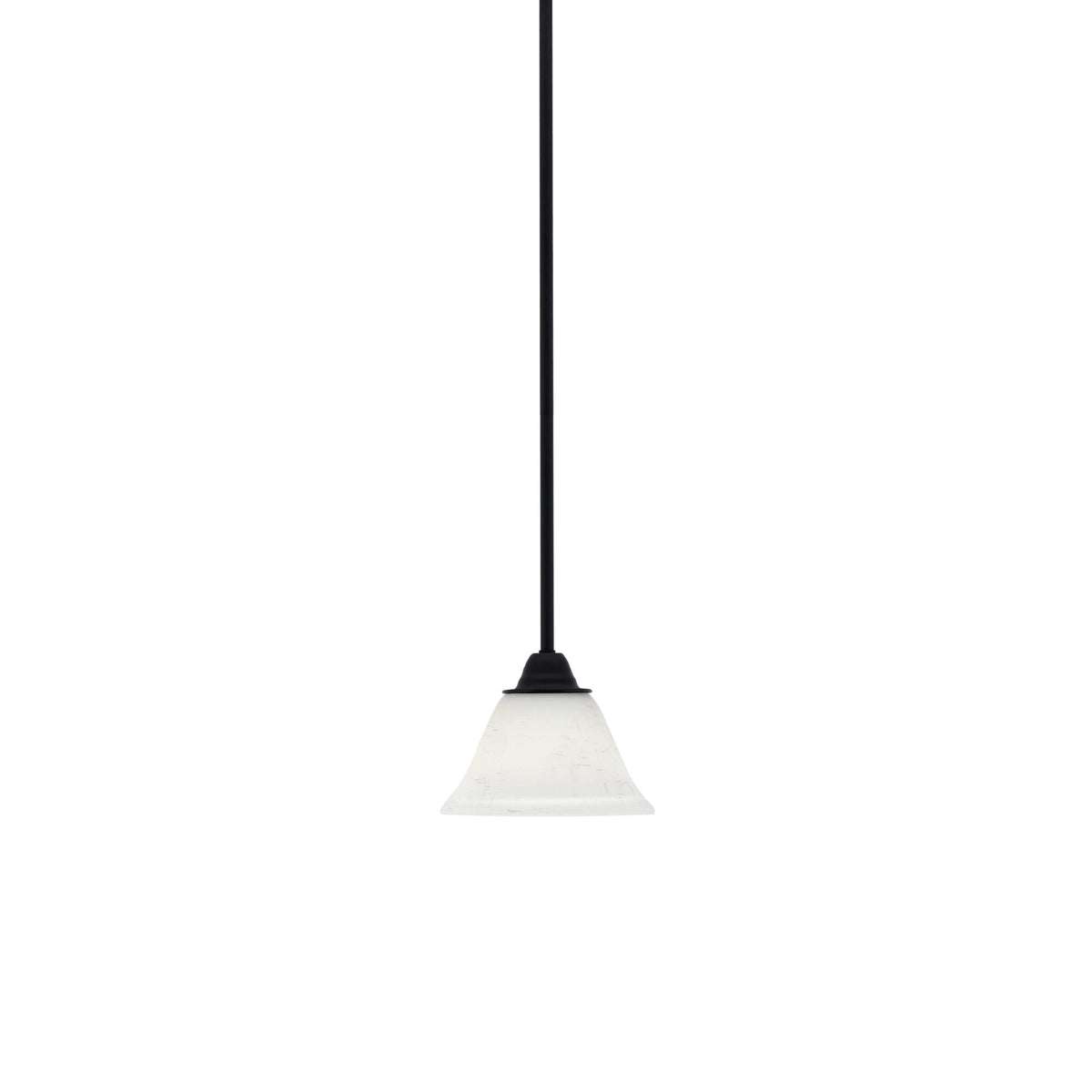 Toltec Lighting Paramount 1 Light Mini Pendant in Matte Black Finish with 7&quot; White Muslin Glass
