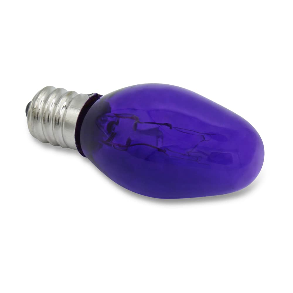 lumenivo C7 Purple Night Light Bulbs - 7W Incandescent, 4 Pack, Candelabra Base, Decorative Lighting for Christmas Village, 120V