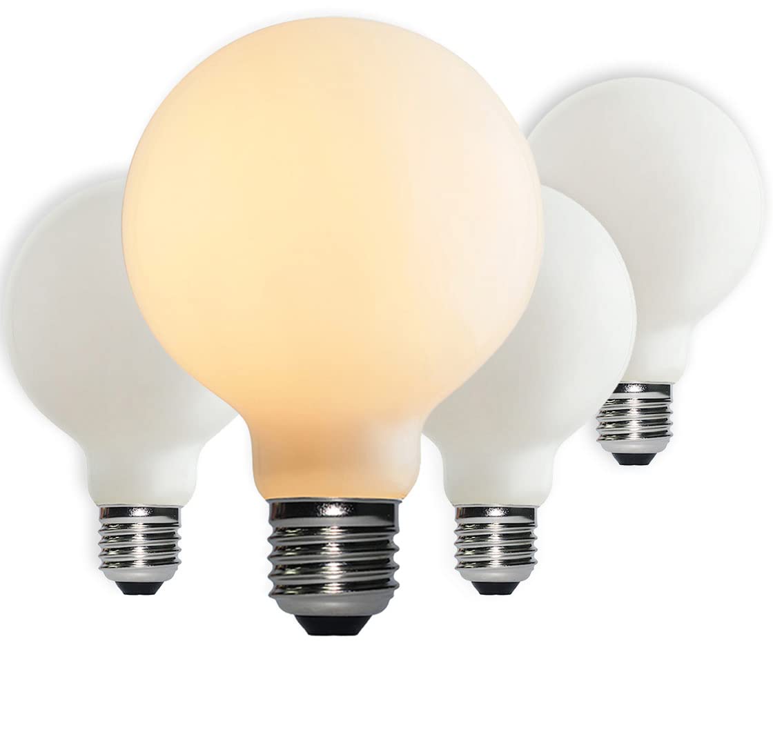Liii&Artman Led Light Bulb G25/G80 Dimmable Flick-Free Matt Porcelain White 120V 6W Soft Glow 2700K Cri 95 Excellent Color Accur
