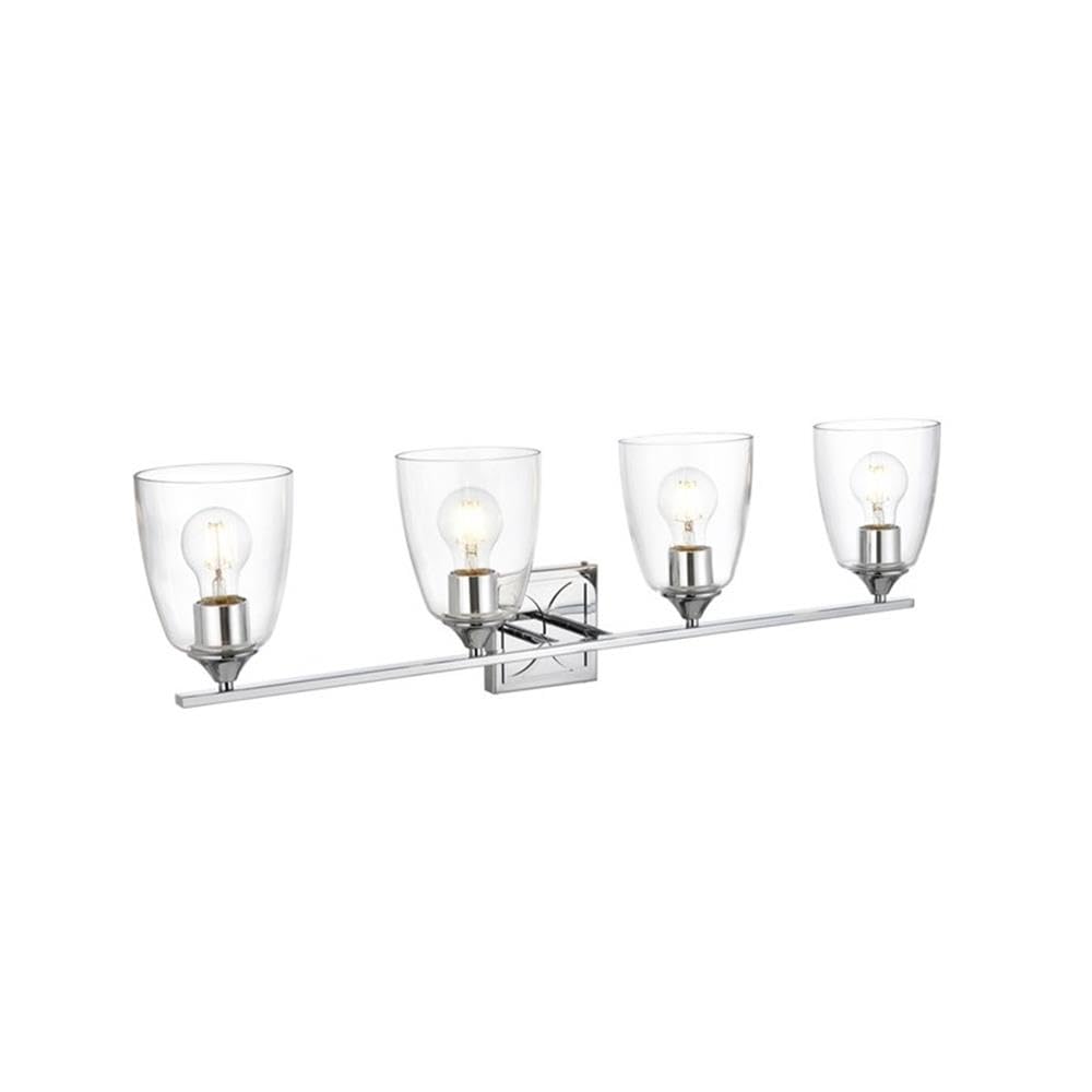 Living District Harris 4-Light Iron & Glass Bath Sconce in Chrome/Clear