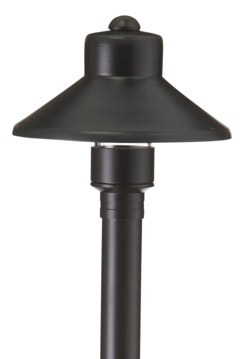 VOLT Flat Hat 12V Black Brass Path Light (5 Shade, 25 Tall) with 3W 2700K Warm White G4 LED Bulb for Low Voltage Landscape Light