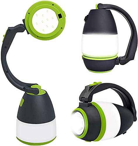 DOCOSS 3 in 1 LED Emergency Light Rechargeable Torch with Desk lamp & Camping Lantern Water Resistant, Black