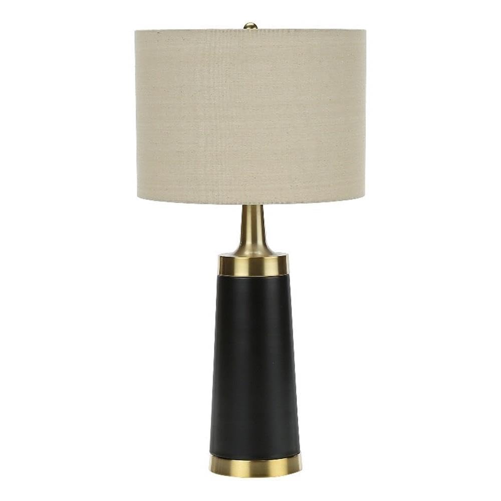 Monarch Specialties I 9623 Lightingtable Lamp, Black Metal, Beige Shade, Contemporary