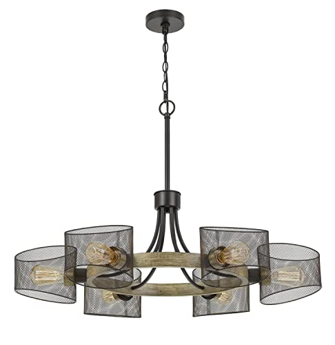 Cal Lighting FX-3742-6 Transitional Six Light Chandelier, Metal, 36 inches, Black Finish, Dronten Collection