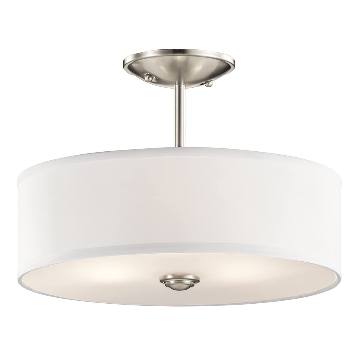 Kichler Shailene 14'' 3 Light Round Semi Flush with Satin Etched White Diffuser and White Microfiber Shade in Brushed Nickel