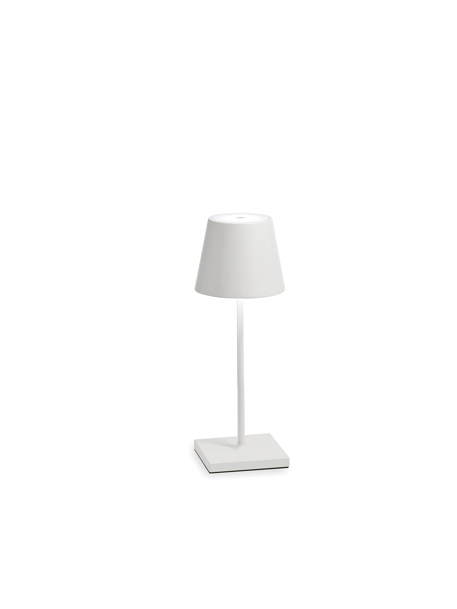 Zafferano Poldina Pro Mini Lamp, Rechargeable Cordless Table Lamp, Touch Control, 11.8 Inches, White, Model LD0320B4