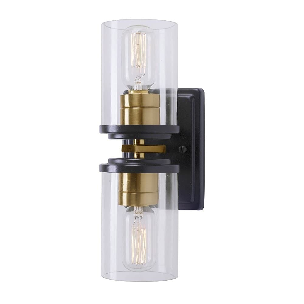 Forte 2424-02-62 Two Light Wall Sconce, Black/Soft Gold
