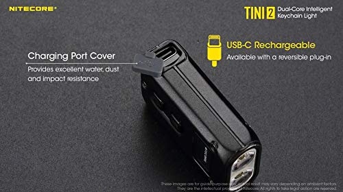 Nitecore TINI 2 Keychain Flashlight - 500 Lumen, USB-C Rechargeable, Aluminum, Model TINI2USB
