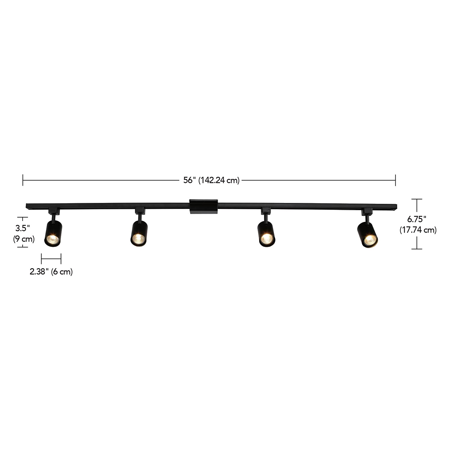 Globe Electric 59738 Tribeca 4-Light Track Lighting Kit, 56", Matte Black, Metal, Bulb Not Included