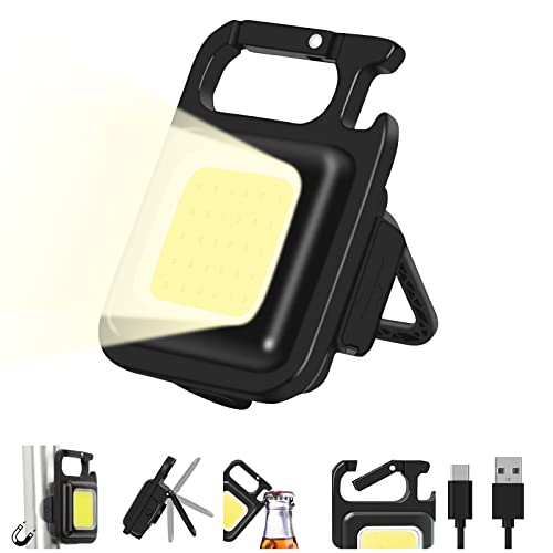COB Mini Flashlights,GIPTIME 800Lumens Bright Rechargeable Keychain Flashlight 3 Light Modes Portable Pocket Light with Folding 