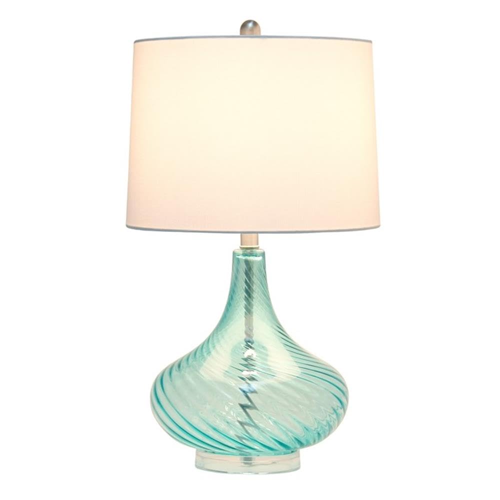 All The Rages 24&quot; Light Blue Wavy Glass Table Lamp - Contemporary Home Decor Accent