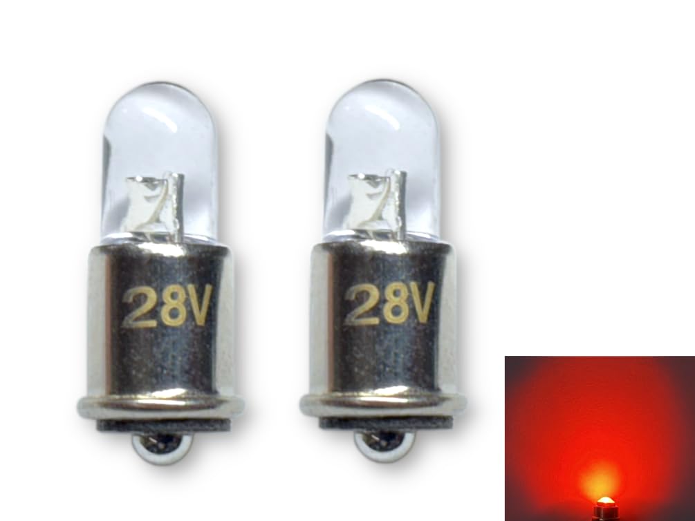 Aero-Lites LED Replacement Bulb AL-327 | 28V DC | Midget Flanged Base | Red (2-Pack) | Replaces Bulb Numbers: 327, 387,