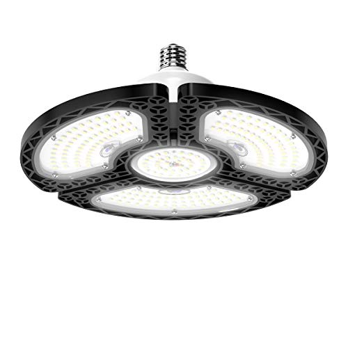 Dansny LED Garage Light - 120W Deformable Ceiling Light, 18000 Lumens, 10in x 10in x 4.7in, Black, Aluminum, Model TK
