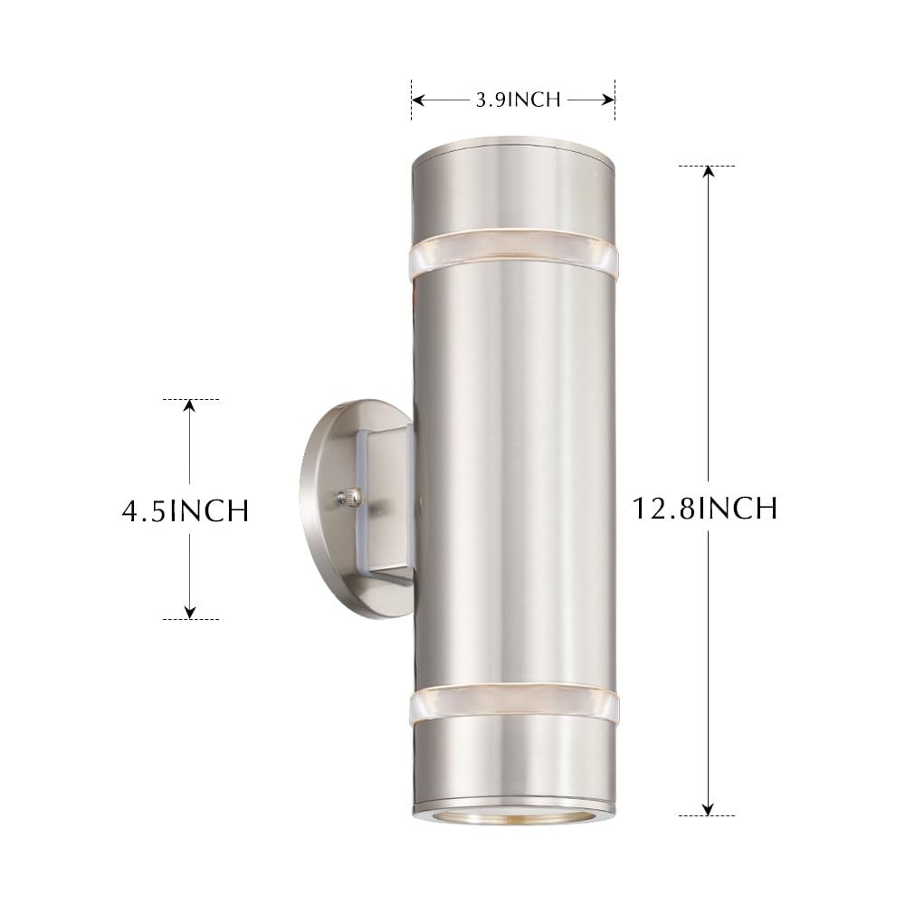 Cerdeco Modern Porch Light Outdoor Wall Lighting Cylinder Wall Sconce Nickel Finished