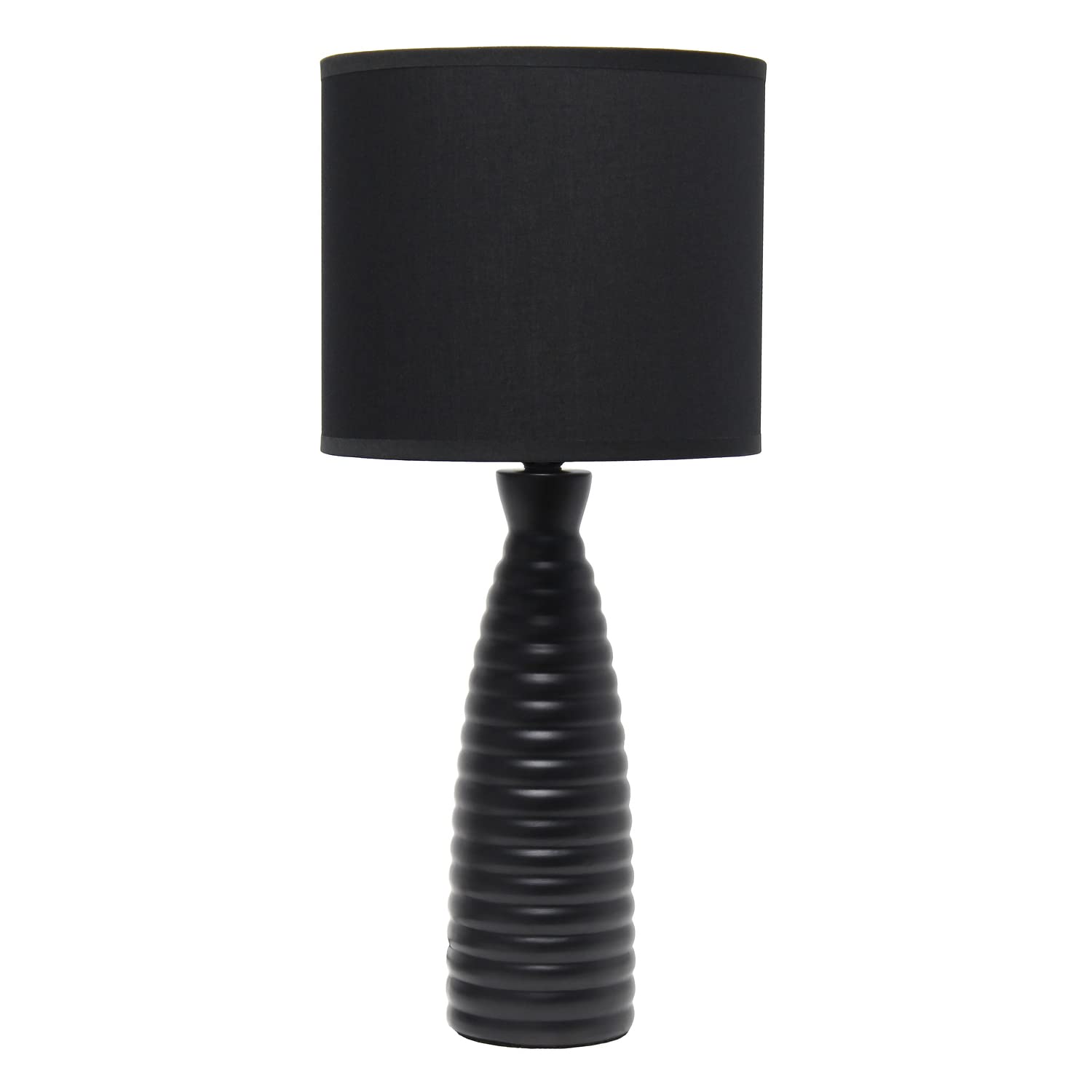 Simple Designs Lt2076-Blk Alsace Ceramic Ribbed Bottle Table Lamp, Black